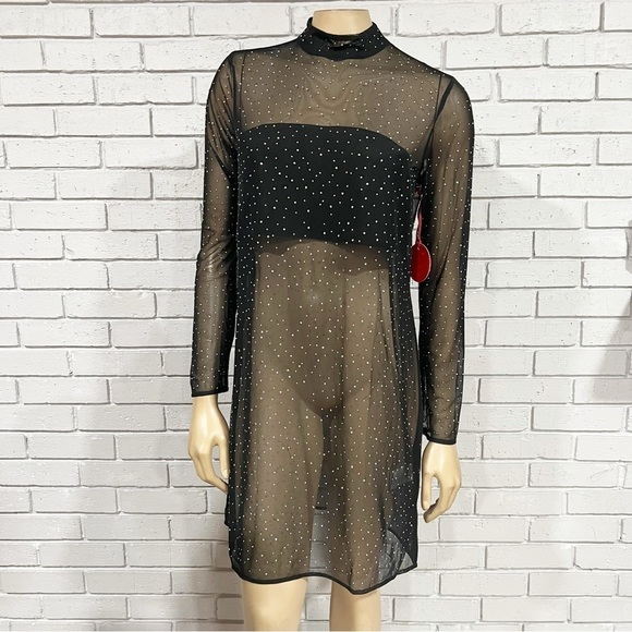 Eva Franco Long-Sleeve Sheer Sparkle Tunic Top - Size Medium - Picture 1 of 11